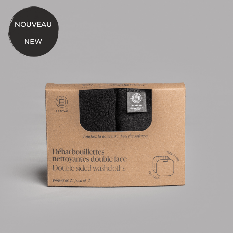 ECOTAO - Paquet de 2 débarbouillettes réutilisables NOIR